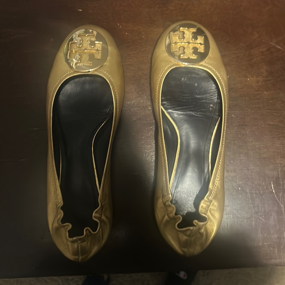 Gold Tory Burch flats